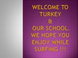 WELCOME TO TURKEY &amp; OUR SCHOOL. WE HOPE YOU ENJOY WHILE SURFING !!!