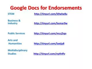 Google Docs for Endorsements