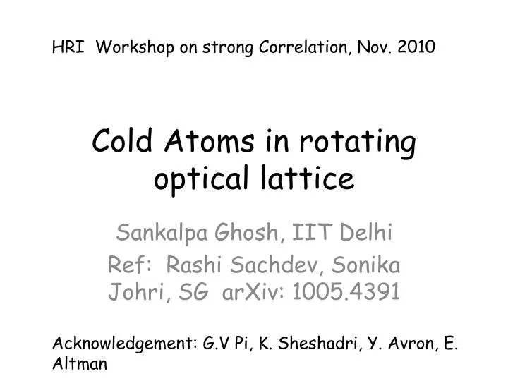cold atoms in rotating optical lattice