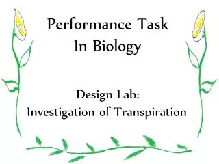 Performance Task In Biology