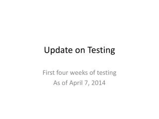 Update on Testing