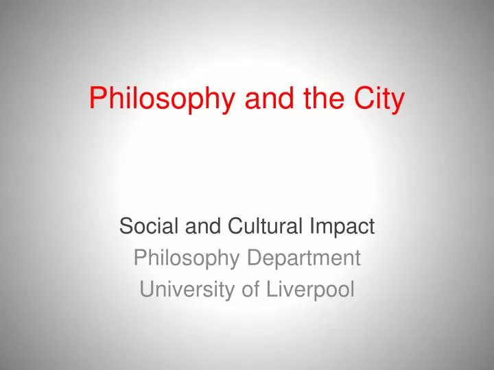 philosophy and the city