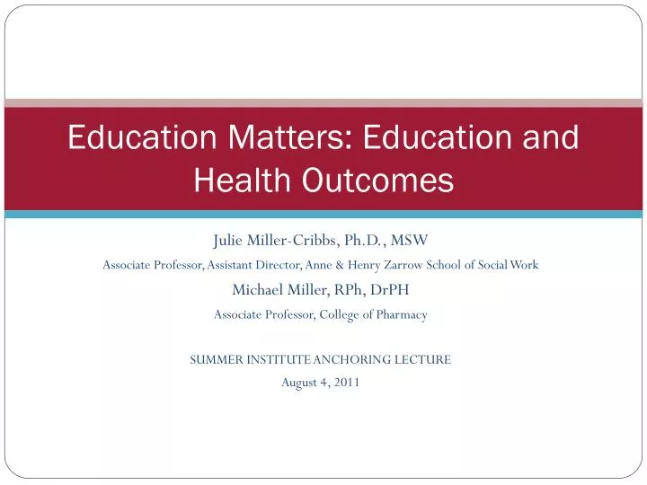 education matters education and health outcomes