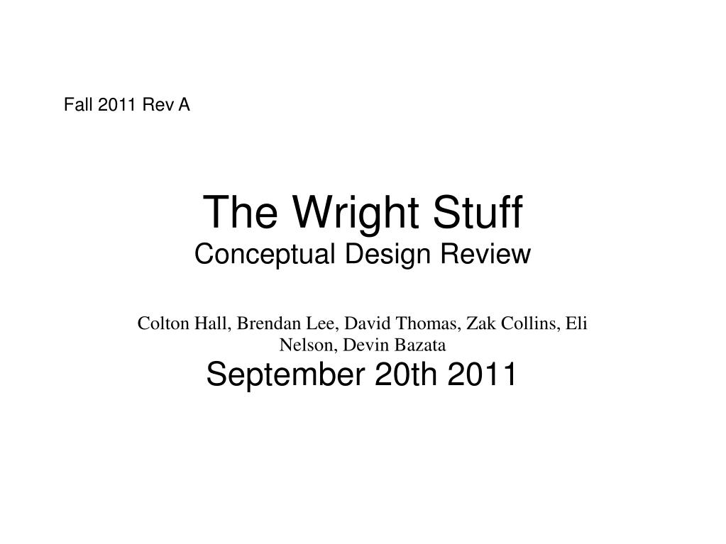 PPT The Wright Stuff Conceptual Design Review PowerPoint Presentation