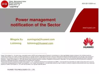 Power management notification of the Sector