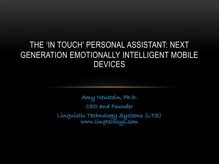 the in touch personal assistant next generation emotionally intelligent mobile devices