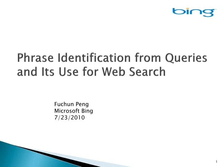 phrase identification from queries and its use for web search