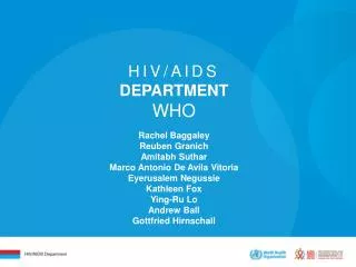 HIV/AIDS DEPARTMENT WHO Rachel Baggaley Reuben Granich Amitabh Suthar