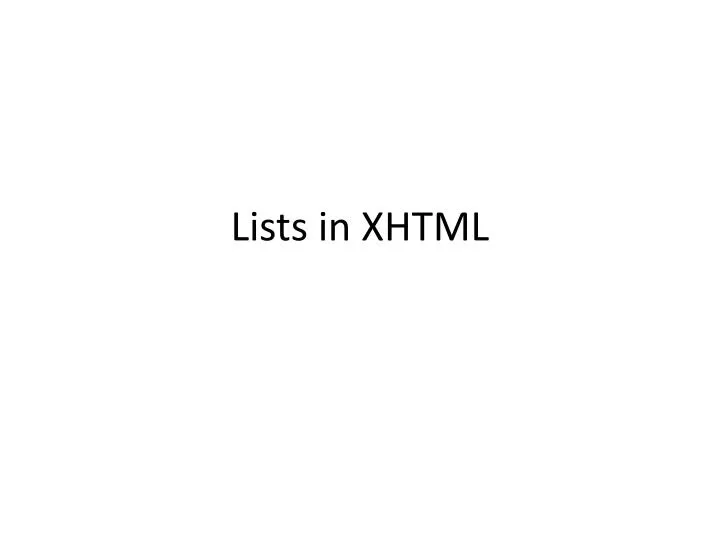 lists in xhtml