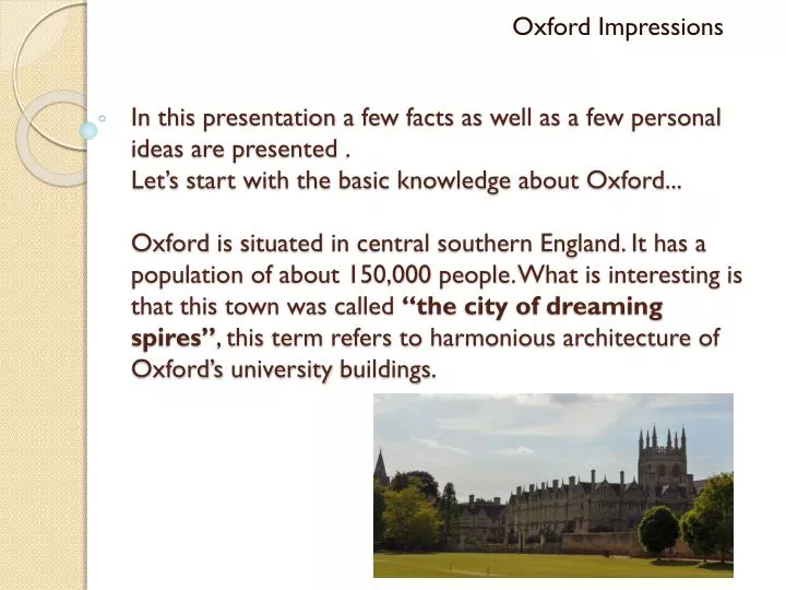 oxford impressions