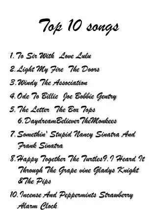 Top 10 songs