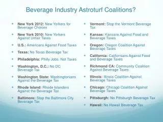 Beverage Industry Astroturf Coalitions?