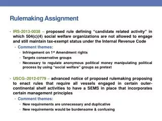 Rulemaking Assignment