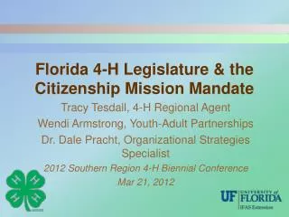 Florida 4-H Legislature &amp; the Citizenship Mission Mandate