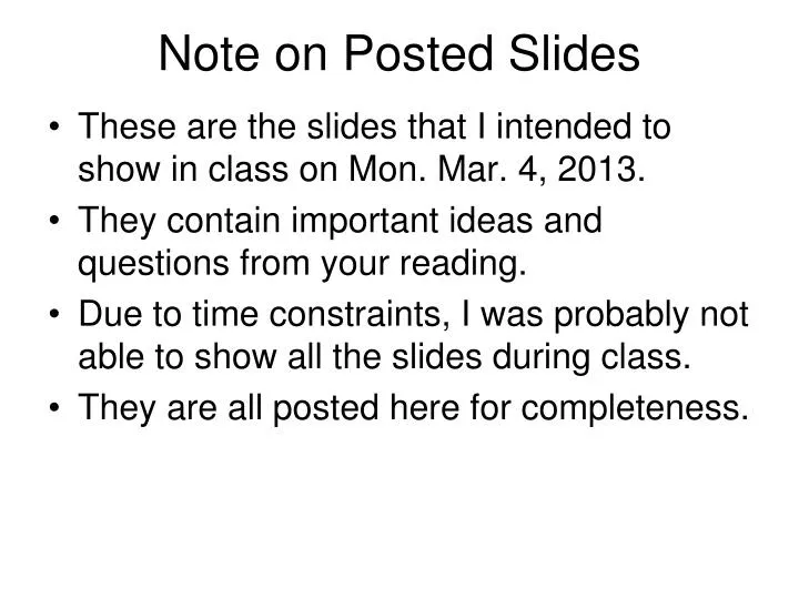 note on posted slides