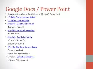 Google Docs / Power Point