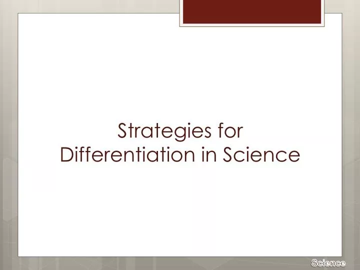 strategies for differentiation in science