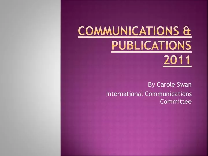 communications publications 2011
