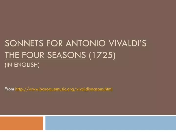 sonnets for antonio vivaldi s the four seasons 1725 in english