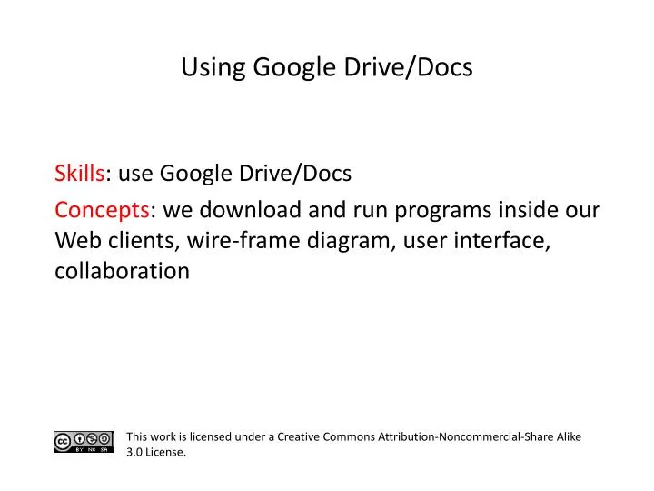 using google drive docs