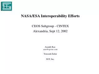 NASA/ESA Interoperability Efforts