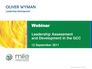 Webinar Leadership Assessment and Development in the GCC