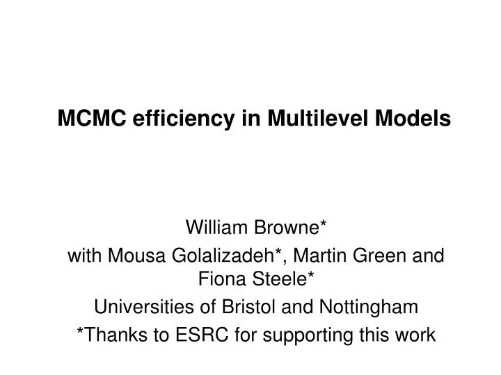 mcmc efficiency in multilevel models
