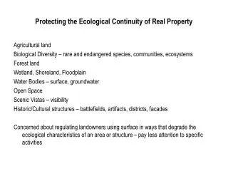 Protecting the Ecological Continuity of Real Property