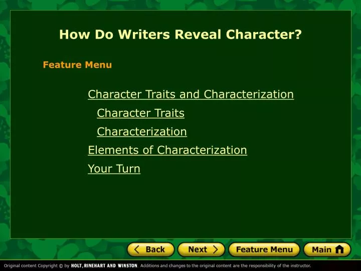 how do writers reveal character