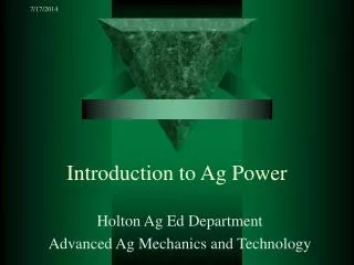 Introduction to Ag Power