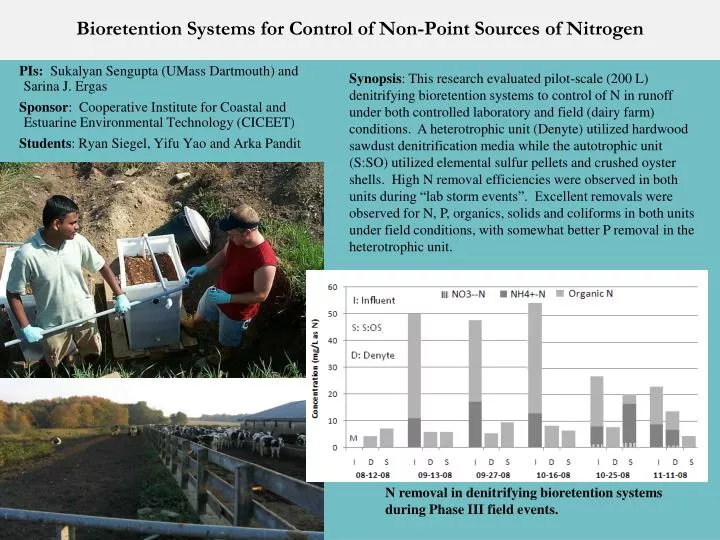 bioretention systems for control of non point sources of nitrogen