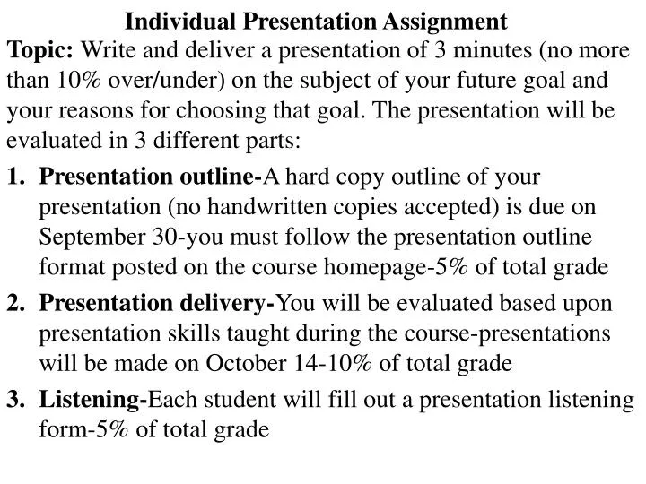 individual presentation assignment