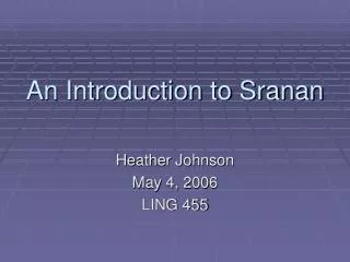 An Introduction to Sranan