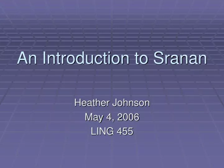an introduction to sranan