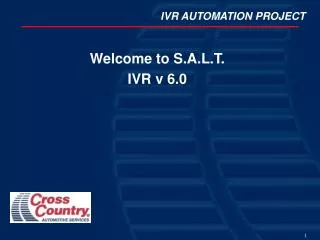 Welcome to S.A.L.T. IVR v 6.0