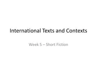 International Texts and Contexts