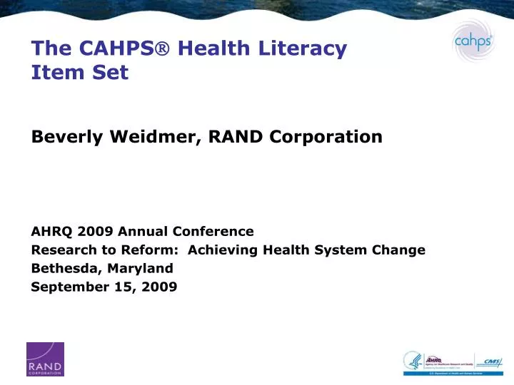 the cahps health literacy item set