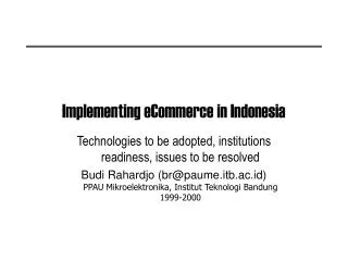 Implementing eCommerce in Indonesia