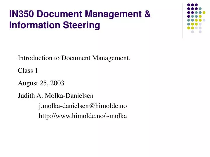 in350 document management information steering