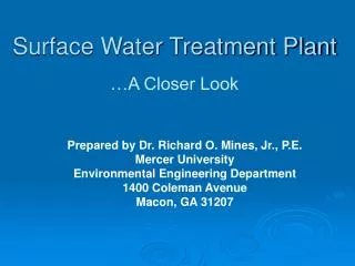 Surface Water Treatment Plant