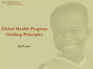 Global Health Program Guiding Principles