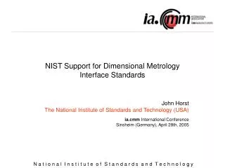 NIST Support for Dimensional Metrology Interface Standards