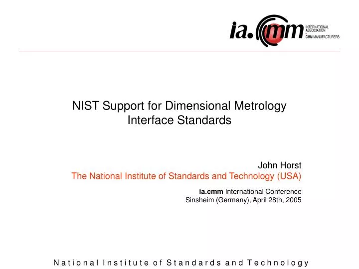 nist support for dimensional metrology interface standards