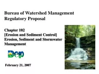 Bureau of Watershed Management Regulatory Proposal