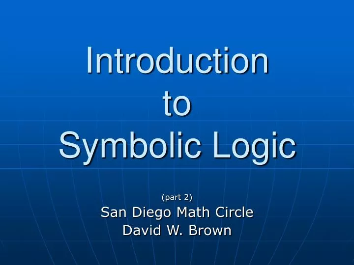 introduction to symbolic logic