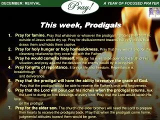 This week, Prodigals