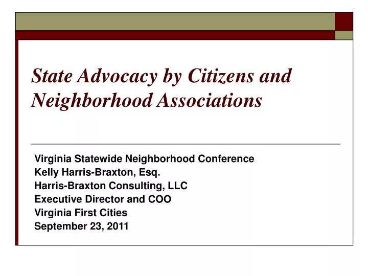 state advocacy by citizens and neighborhood associations