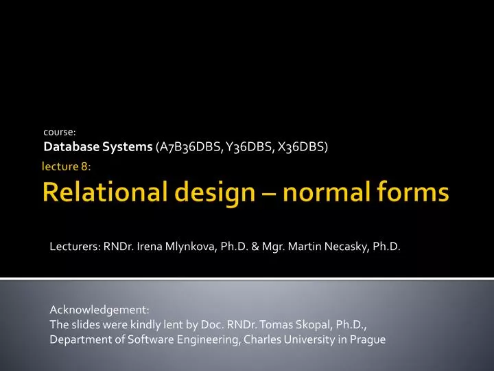 course database systems a7b36dbs y36dbs x36dbs