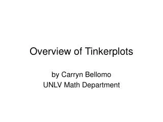 Overview of Tinkerplots
