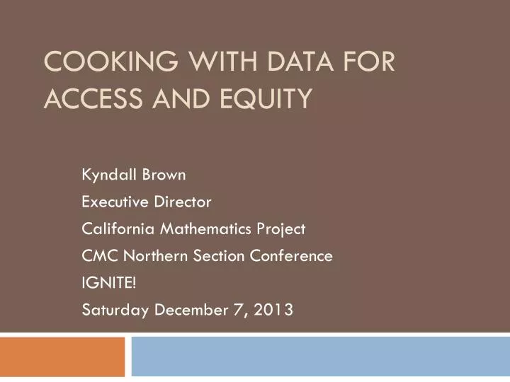 cooking with data for access and equity